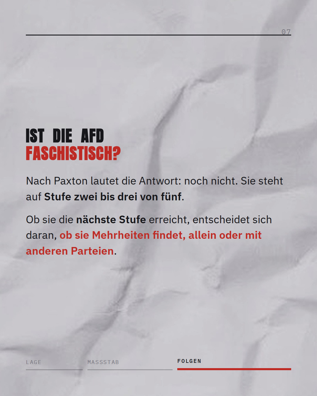 Ist die AfD faschistisch? Nach Paxton: noch nicht, Stufe zwei bis drei von fünf