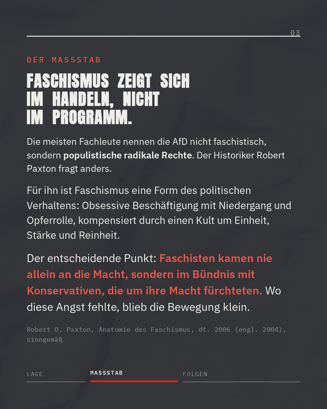 Faschismus zeigt sich im Handeln, nicht im Programm