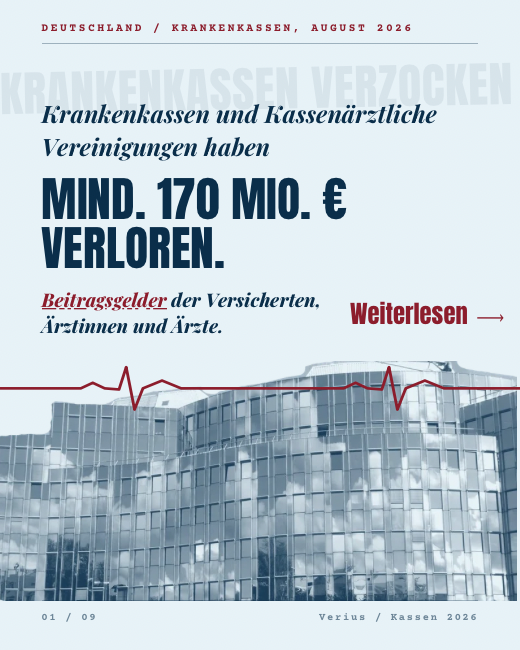 Krankenkassen verzocken — mindestens 170 Millionen Euro verloren